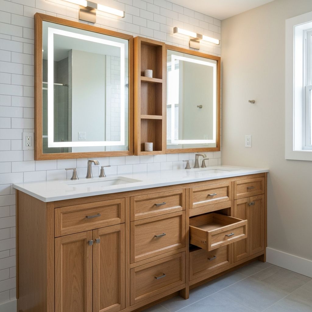 Double vanity installation in Sandalwood