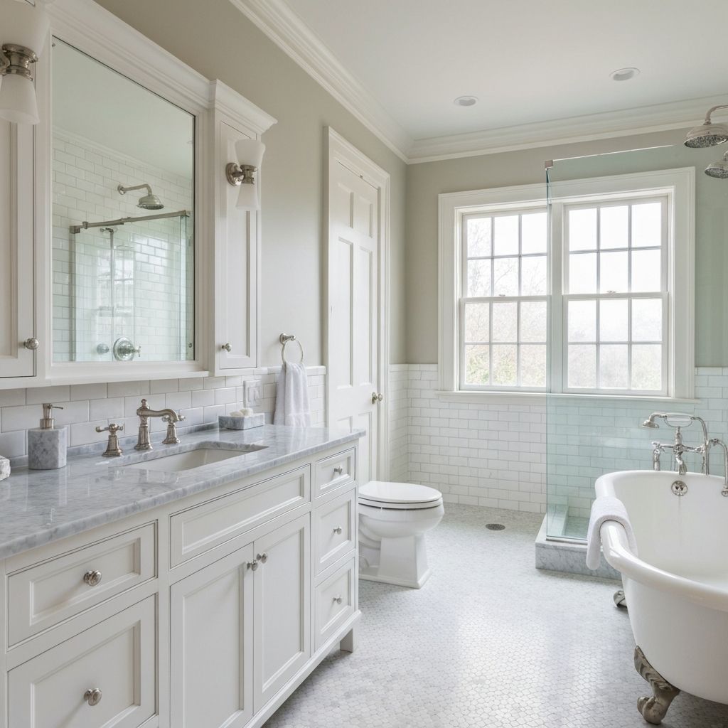 Transitional bathroom design in Streetsville heritage home