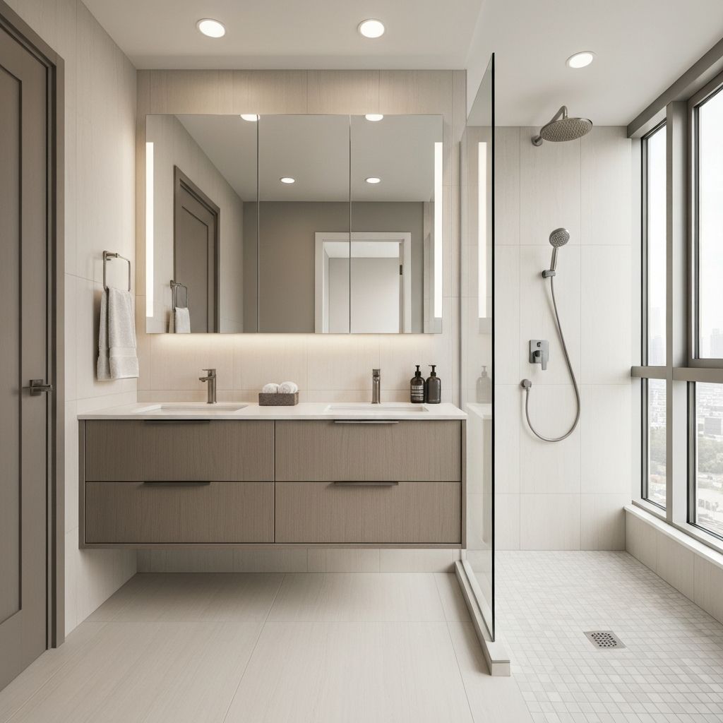 Contemporary condo bathroom at Square One Mississauga