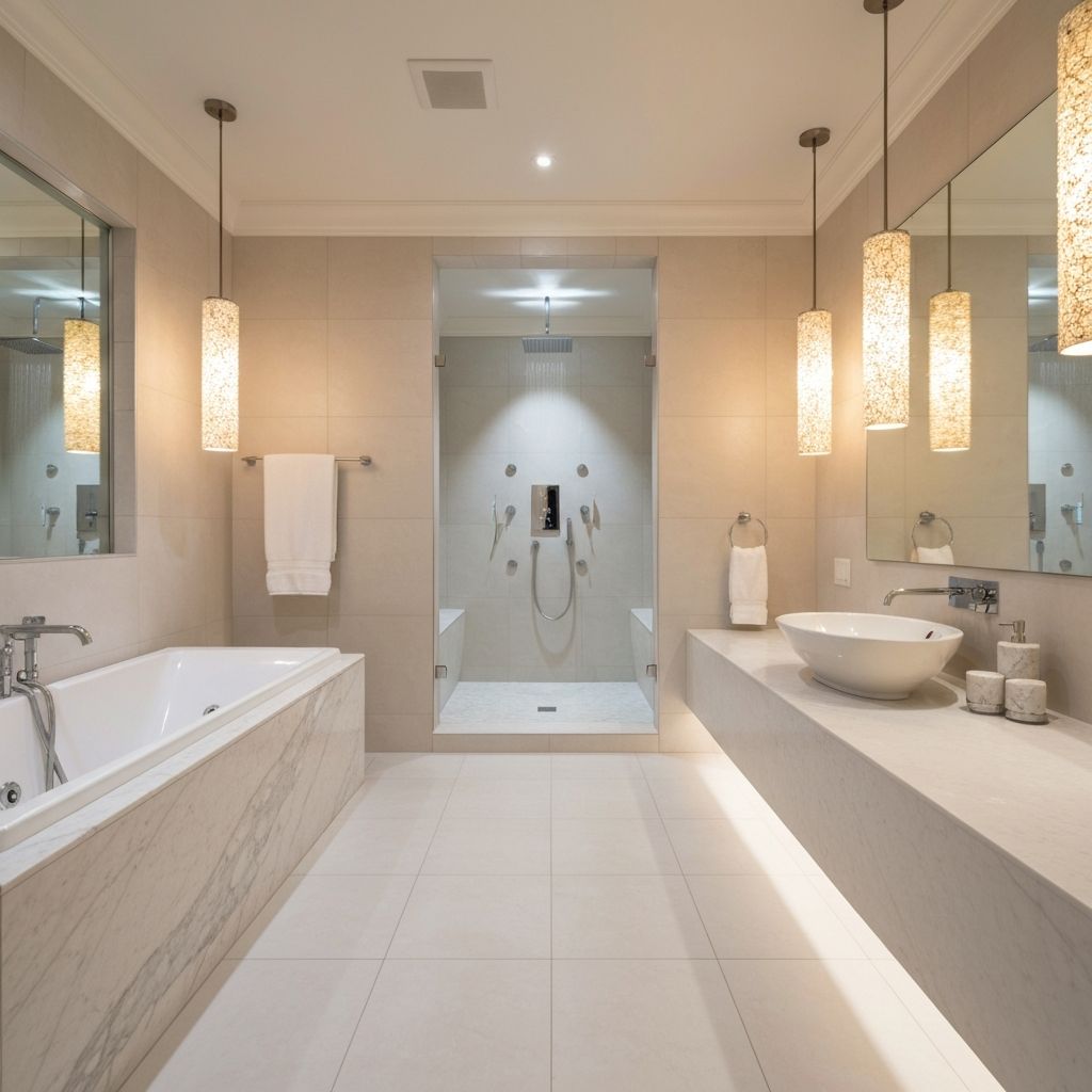 Luxury spa bathroom renovation in Bayview Village, North York
