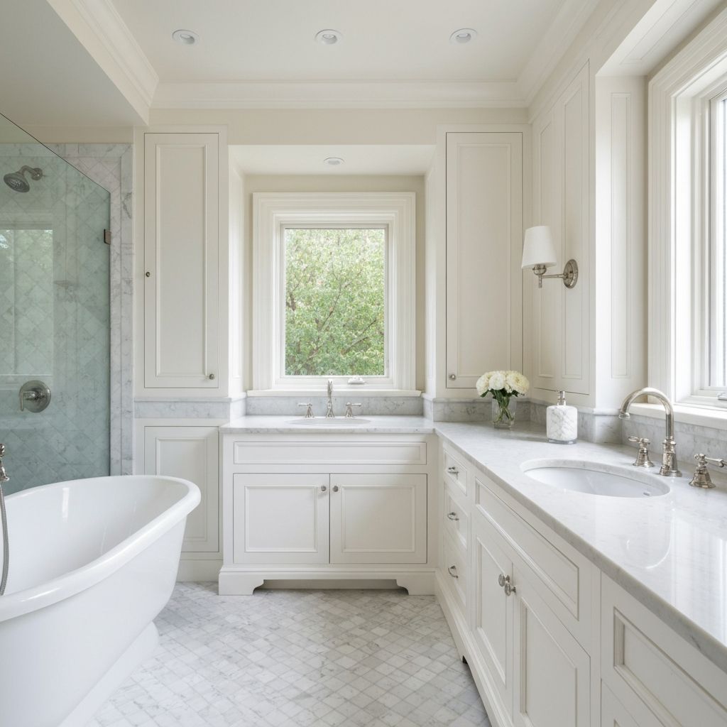 Elegant bathroom with freestanding tub in Mill Pond